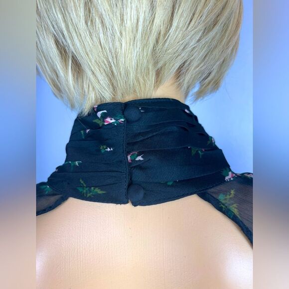 ASOS DESIGN floral high neck top with cut out neck Black Size 6 - Picture 8 of 9